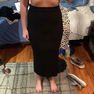 AllSaints black ribbed midi skirt